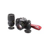 A Canon A-1 35mm SLR camera outfit. Black. Serial number 492842.