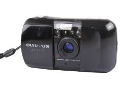 An Olympus MJU 1 35mm Compact camera. Serial number 7413964. With an Olympus AF 35mm f3.5 lens.