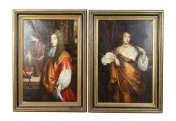 After Sir Peter Lely (1618-1680), two oil paintings on canvas, copies.