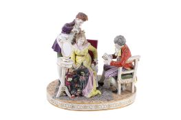 A 20th century Dresden style porcelain figural group (af).