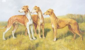 Three greyhounds - oil on canvas.