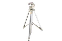 A mid-century aluminium Linhof camera tripod. Labelled 'West Germany'.