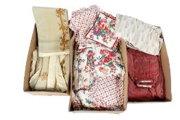 Multiple vintage curtains and soft furnishings.