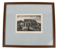 Robin Tanner (1904-1988), etching, Roadworker under a Signpost'. Signed in pencil centre, 10cm x 14.