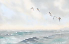 Lionel Dundas (20th century) - 'Geese in flight' - oil on board.
