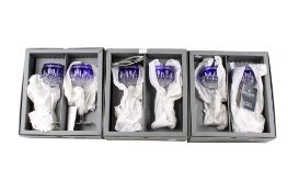 A set of six Waterford Crystal Clarendon Cobalt Hock Wine glasses, boxed.
