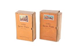 Two vintage wooden Chad Valley GWR jigsaw puzzles, boxed.