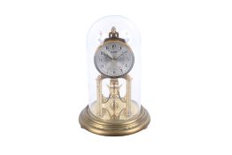 A late 20th century Hermle Germany Anniversary mantel timepiece with glass dome.