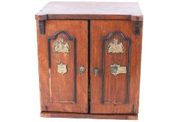 Antique smoker's compendium, oak cabinet in the form of a safe.