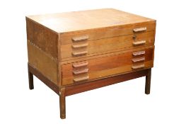 A mid-century mahogany plan chest.