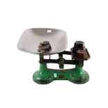 Set of vintage S Turier & Sons grocer's balance scales and weights. To weigh 28LB.