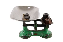 Set of vintage S Turier & Sons grocer's balance scales and weights. To weigh 28LB.