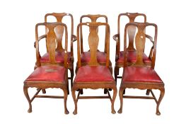 A set of six oak dining chairs (2+4).