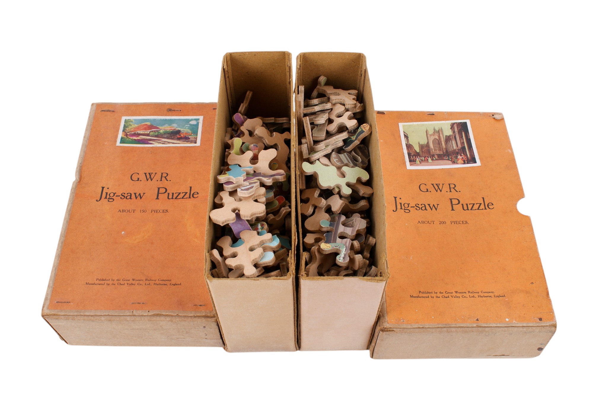 Two vintage wooden Chad Valley GWR jigsaw puzzles, boxed. - Image 2 of 2