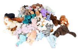 Two boxes of assorted TY beanie babies soft toys.