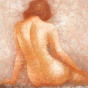 Edward Barton ( 1936-2012, American) oil on canvas, back view of a female nude, signed lower right,