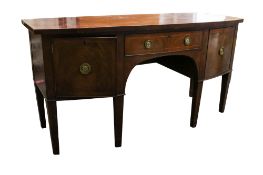 A Georgian inlaid mahogany bow fronted sideboard.