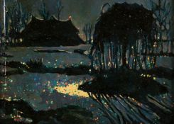 20th century - 'Night' oil on board.
