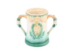 Edward VIII ceramic twin handled 'coronation' mug (af). Unbranded. H15.