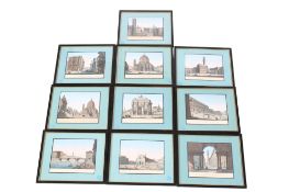 A set of ten 19th century hand colour engravings of Florence.
