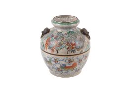 A 20th century Chinese crackle glaze baluster vase (AF).