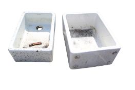 Two assorted white ceramic Belfast sinks. Max.