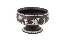 Wedgwood black Jasperware footed fruit bowl.