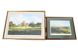 Two signed golf related prints.