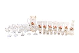 A collection of assorted mid-century glassware.