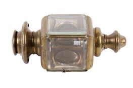 French 'Ducellier' vintage brass vehicle lamp. Stamped #1501 with bevelled glass to two sides.