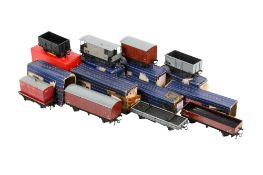 Seven Hornby Dublo 00 gauge model railway freight cars and a Tri-ang example.