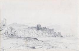 John Callow (1822 - 1878) - 'Dartmouth', pencil sketch.
