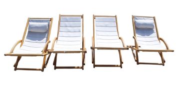 Two pairs of contemporary garden sun lounge chairs. H79cm. (4).