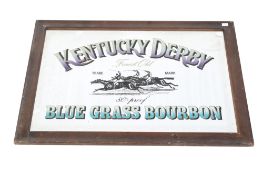 Kentucky Derby Blue Grass Bourbon advertising pub wall mirror.