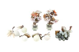 Chinese style carved hardstone flowers and fruits collection.