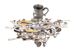 A quantity of assorted silverplated flatware.