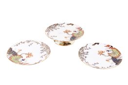 Three 19th Century George Jones & Sons 'Lilium' pattern dinner service items.