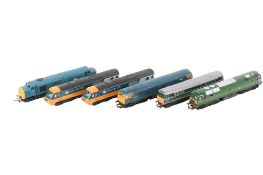 Six 00 gauge electric diesel locomotives.