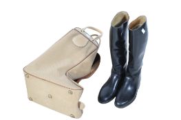 A pair of Algie tall black riding boots Size M UK 7 EU 41. In a canvas bag.