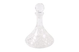 A cut glass ship's decanter with stopper.
