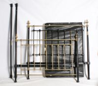 Brass and painted metal double bedstead to include folding base