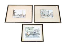 Three HERBELOT (20TH CENTURY) - watercolour, pen and ink sketches.