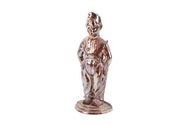 Cast iron lustre enamelled fireside companion set formed as a Dutch boy.