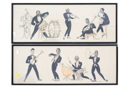 Raymond Dery (20th century) - two 'Big Band Jazz Musicians' prints.