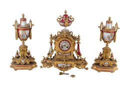 A 19th century French clock garniture.