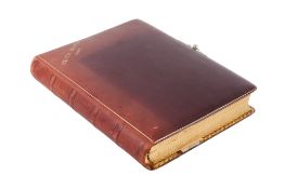 Victorian leather bound photograph album, empty. Stamped 'Edith Mares, 1897'.