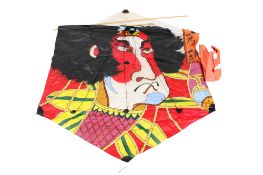 A modern Rokaku Japanese 2m fighting kite. Hand painted design of a Samauri.