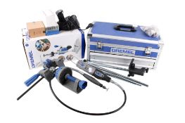 A collection of assorted Dremel tools and accessories.