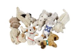 An assortment of vintage plush toys.