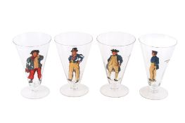 Set of four British navy uniforms drinking glasses.